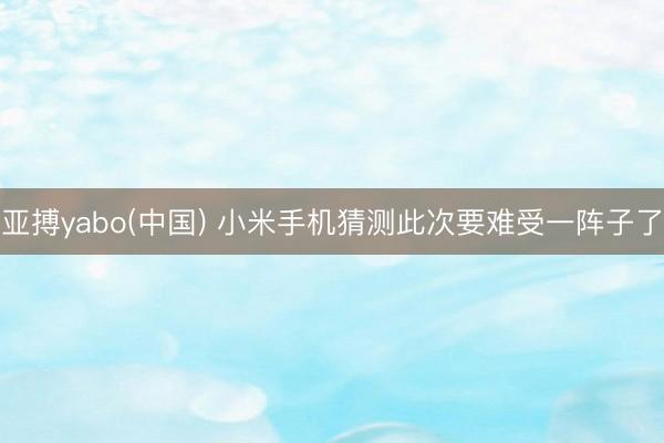 亚搏yabo(中国) 小米手机猜测此次要难受一阵子了