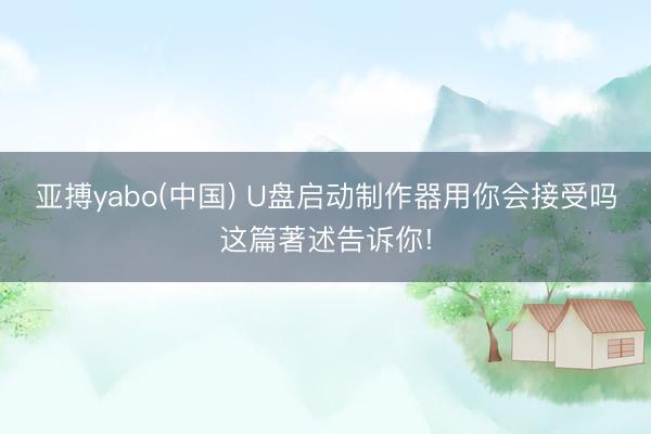 亚搏yabo(中国) U盘启动制作器用你会接受吗这篇著述告诉你!