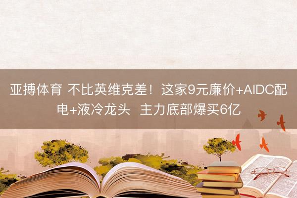 亚搏体育 不比英维克差！这家9元廉价+AIDC配电+液冷龙头  主力底部爆买6亿