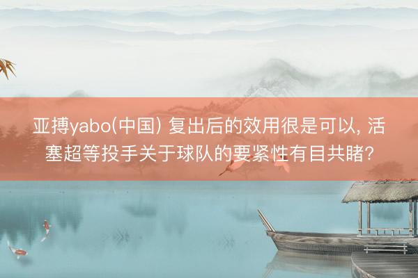 亚搏yabo(中国) 复出后的效用很是可以， 活塞超等投手关于球队的要紧性有目共睹?