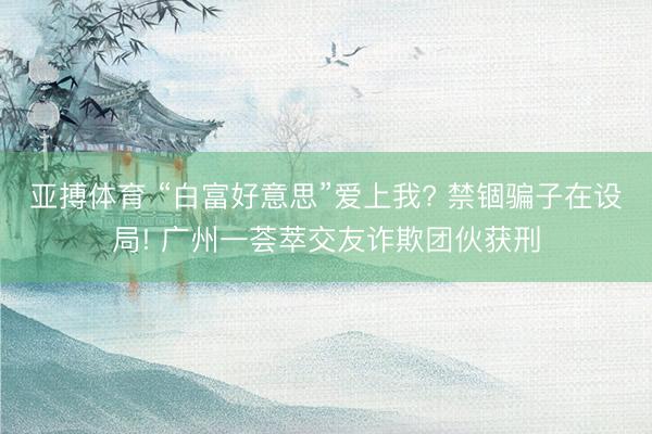 亚搏体育 “白富好意思”爱上我? 禁锢骗子在设局! 广州一荟萃交友诈欺团伙获刑