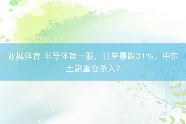 亚搏体育 半导体第一股，订单暴跌31%，中东土豪重仓杀入？