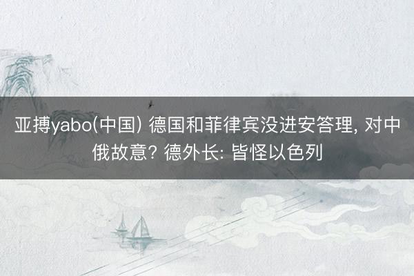 亚搏yabo(中国) 德国和菲律宾没进安答理, 对中俄故意? 德外长: 皆怪以色列