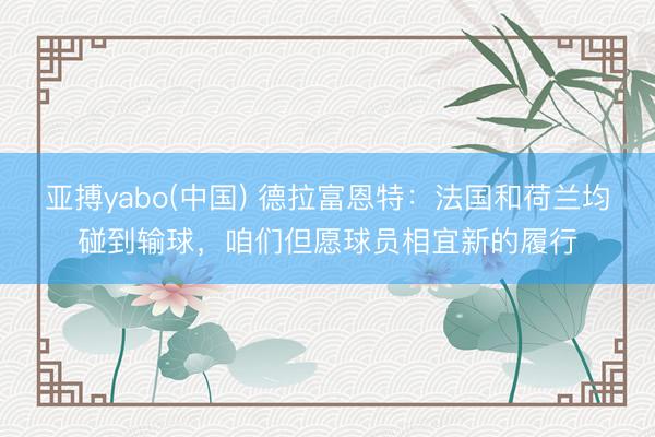 亚搏yabo(中国) 德拉富恩特：法国和荷兰均碰到输球，咱们但愿球员相宜新的履行