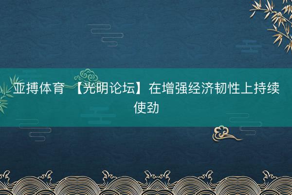 亚搏体育 【光明论坛】在增强经济韧性上持续使劲