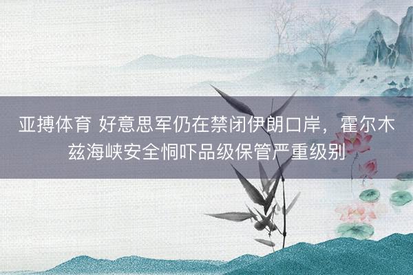 亚搏体育 好意思军仍在禁闭伊朗口岸,霍尔木兹海峡安全恫吓品级保管严重级别
