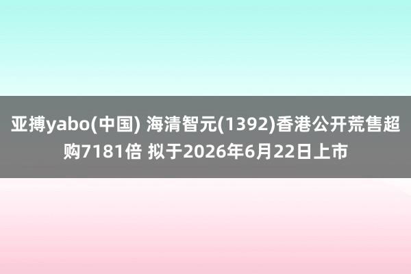 亚搏yabo(中国) 海清智元(1392)香港公开荒售超购7181倍 拟于2026年6月22日上市